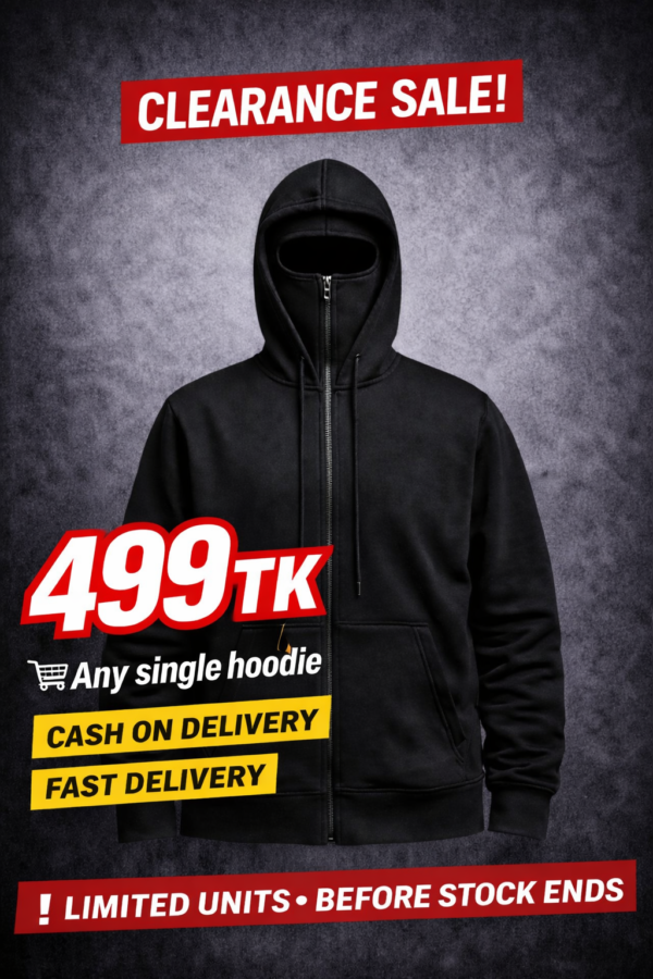 ZANA Black Ninja Balaclava Hoodie — Standard Cotton – Everyday Fit