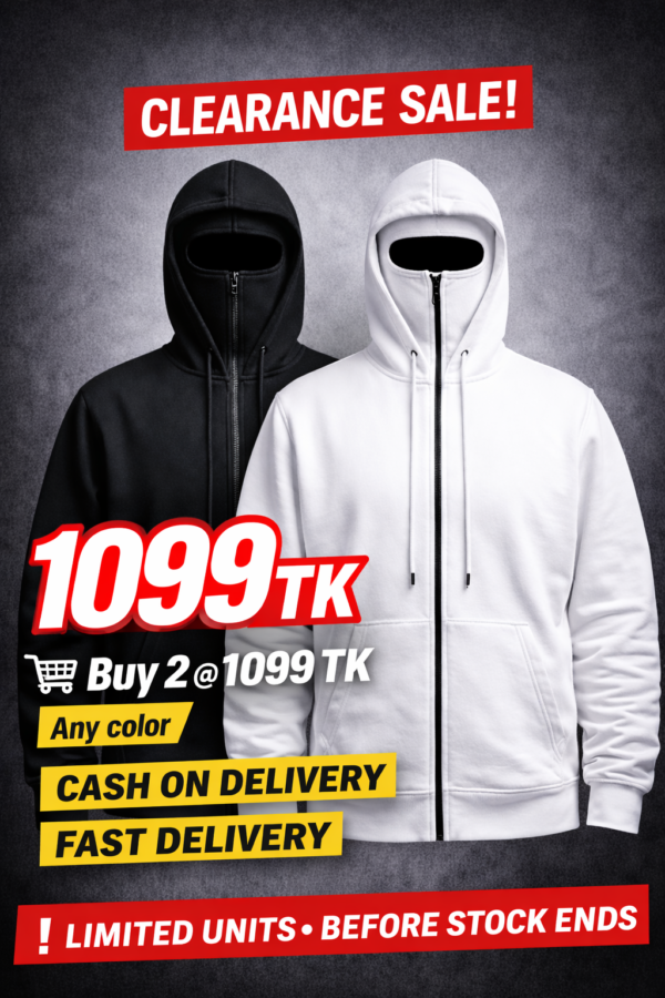 Balaclava Ninja Hoodie Combo – ( 1 Black 🖤 + 1 White 🤍)  ZANA